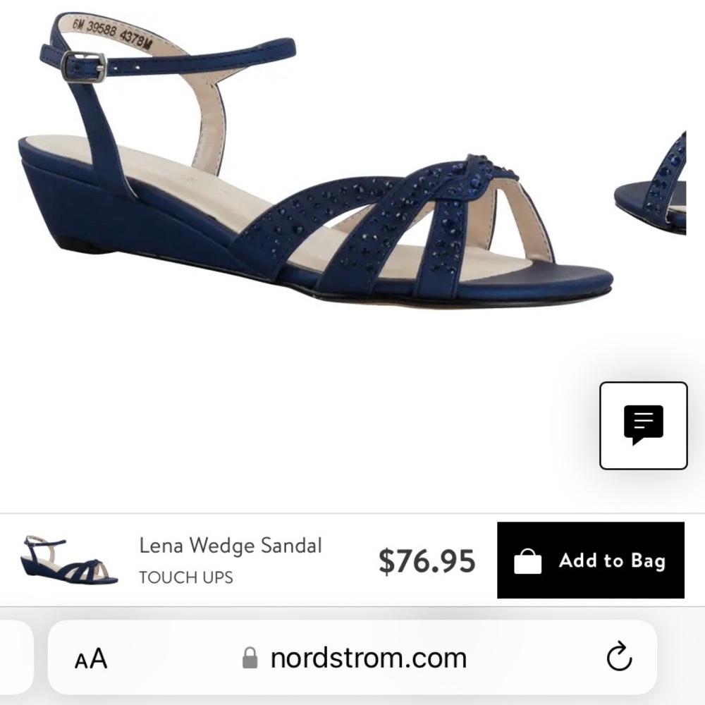 Pretty navy strappy wedge sandal - Nordstrom - 1” heel - size 9.5 Wide